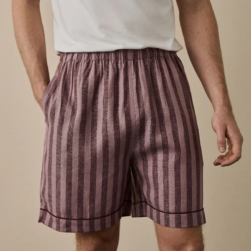 Men's Port & Woodrose Striped Linen Pajama Shorts