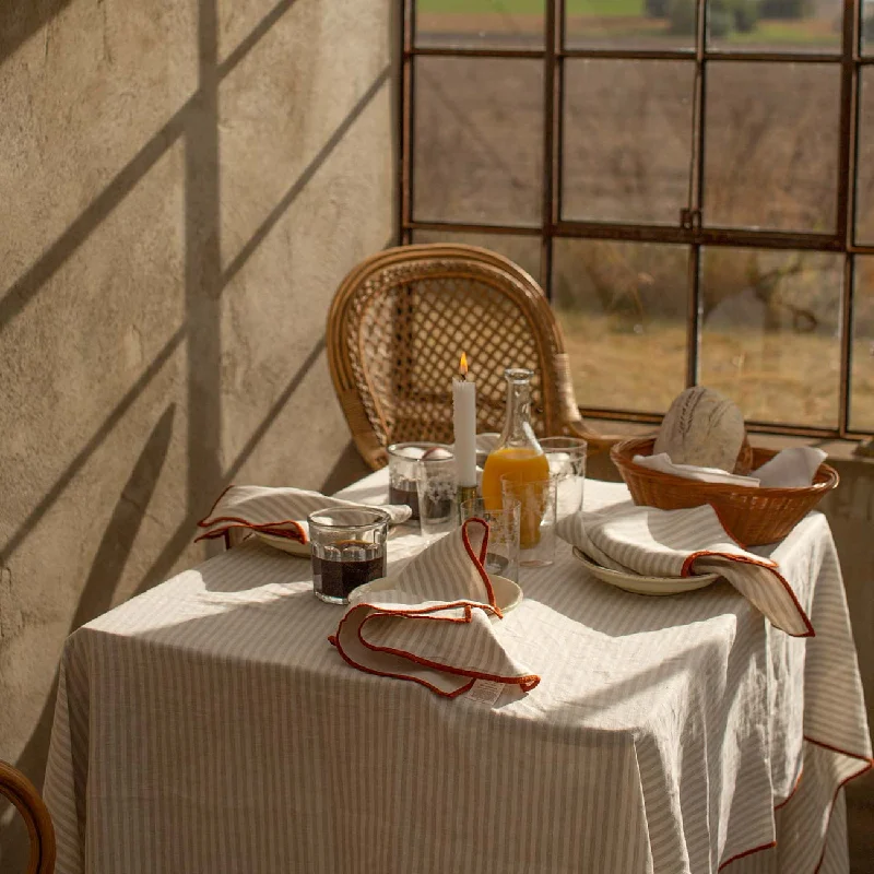 Oatmeal Stripe Linen Napkins Set of 4