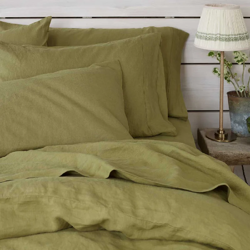 Botanical Green 100% Linen Pillowcases (Pair)