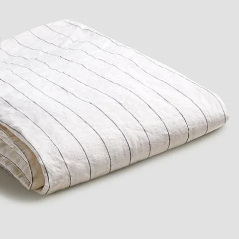 Luna Stripe 100% Linen Flat Sheet