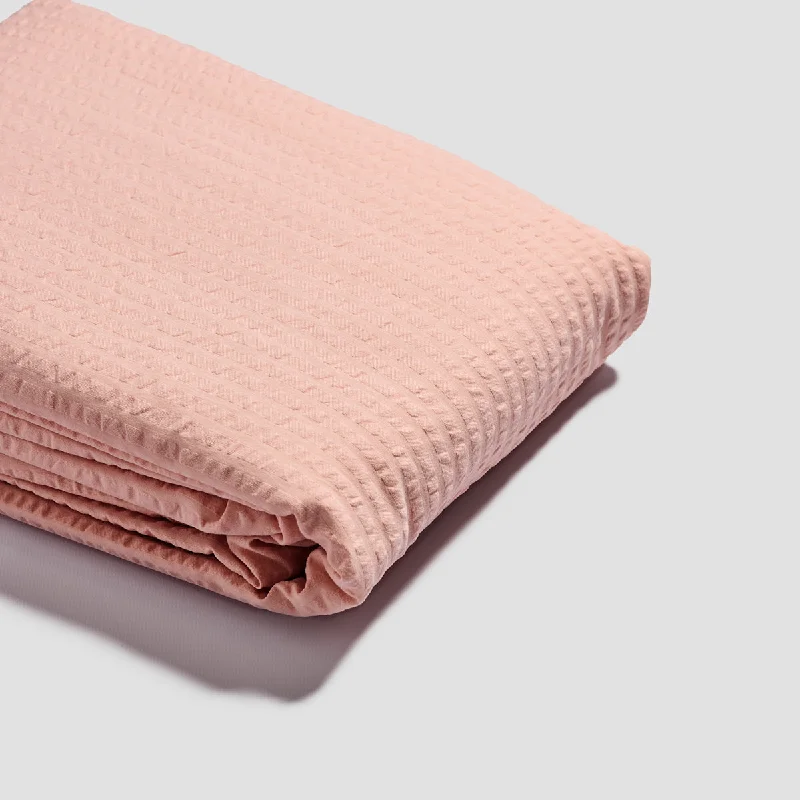 Salt Pink Seersucker Cotton Duvet Cover - King / Cal King