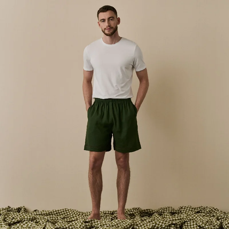 Men's Fern Green Linen Pajama Shorts