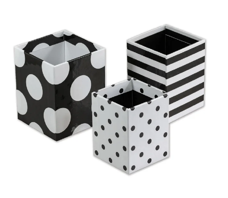 Pencil Cups |  Black and White | Little Black Desk Set | Schoolgirl Style