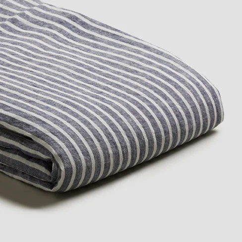 Midnight Stripe 100% Linen Duvet Cover