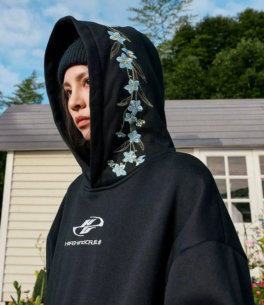 Floral Embroidered Hoodie Sweatshirt