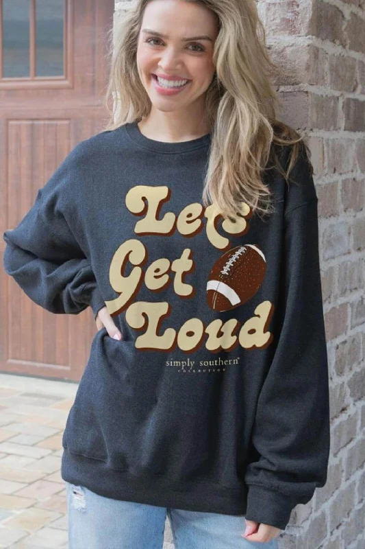 Simply Southern Let’s Get Loud Sweatshirt for Women in Black | CREW-LOUD-BLACK