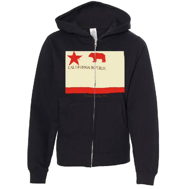 California Republic Bear Flag 1846 Premium Youth Zip-Up Hoodie