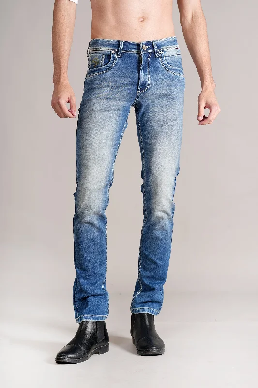 Men's Ultra Narrow Fit Solid Blue Jeans