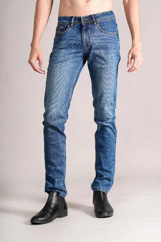 Men's Ultra Narrow Fit Solid Blue Jeans