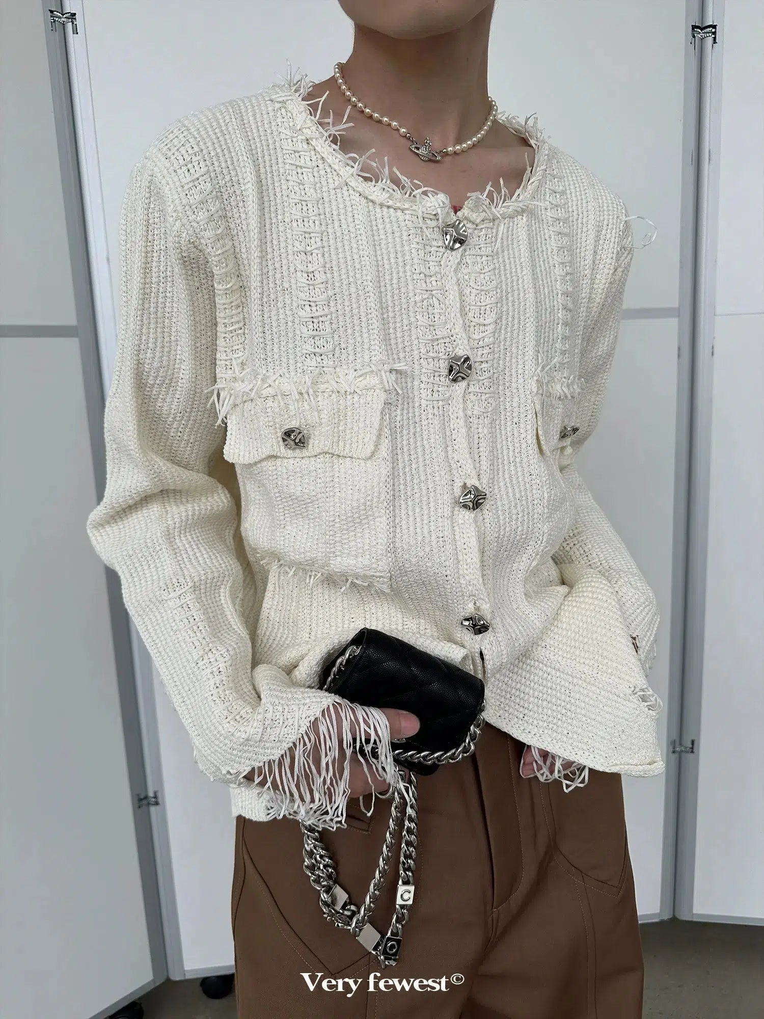 Frayed Edge Tassel Knit Sweater