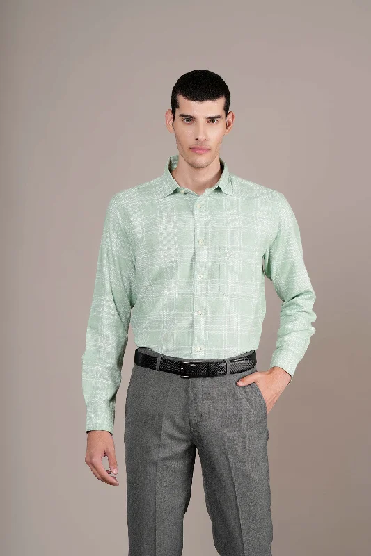 Men's Green Check Full Sleeves Casual Shirt