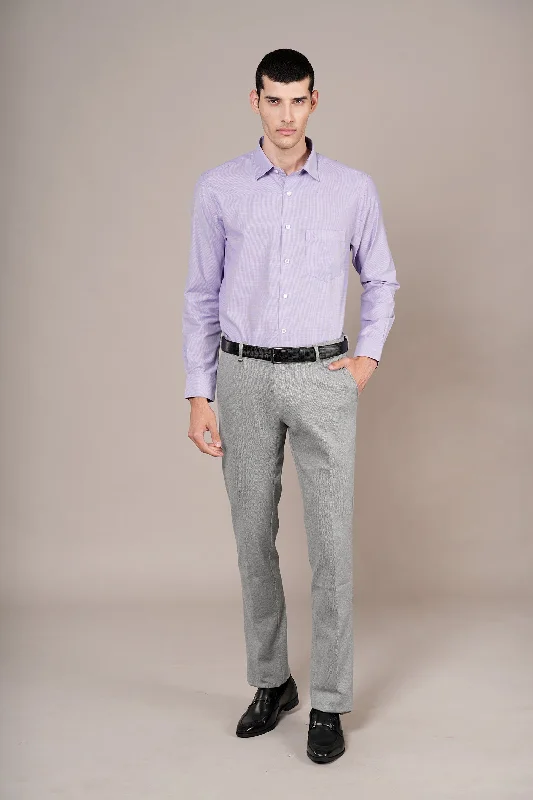 Men's Purple Self Design Full Sleeves Formal Shirt