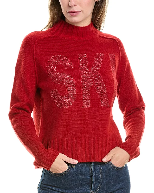 Hannah Rose Lurex Ski Star Mock Neck Wool & Cashmere-Blend Sweater