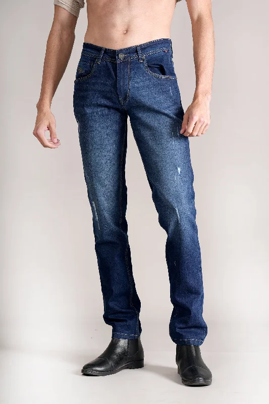 Men's Ultra Narrow Fit Solid Blue Jeans