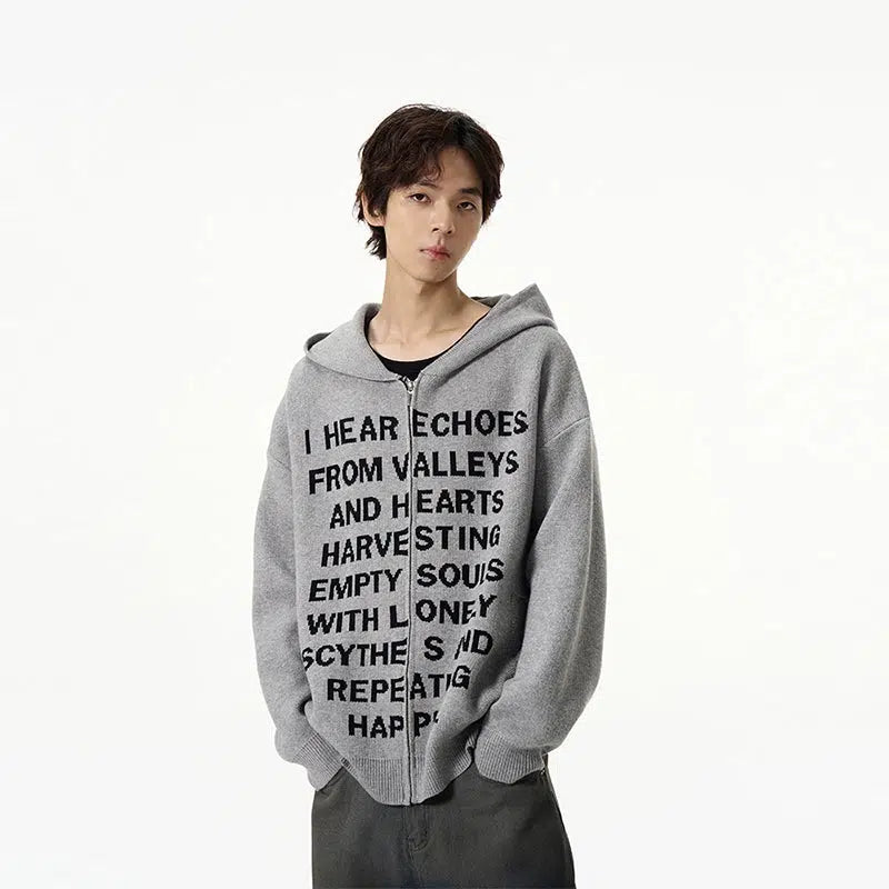 Text Print Hooded Sweater