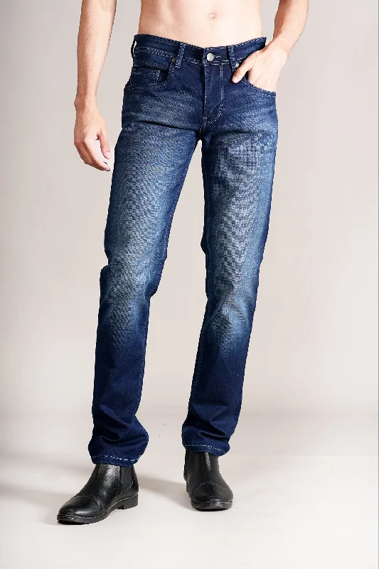 Men's Ultra Narrow Fit Solid Blue Jeans