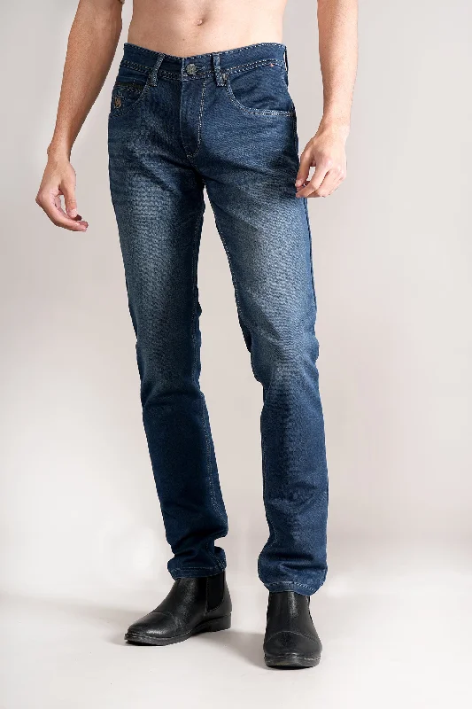 Men's Ultra Narrow Fit Solid Blue Jeans