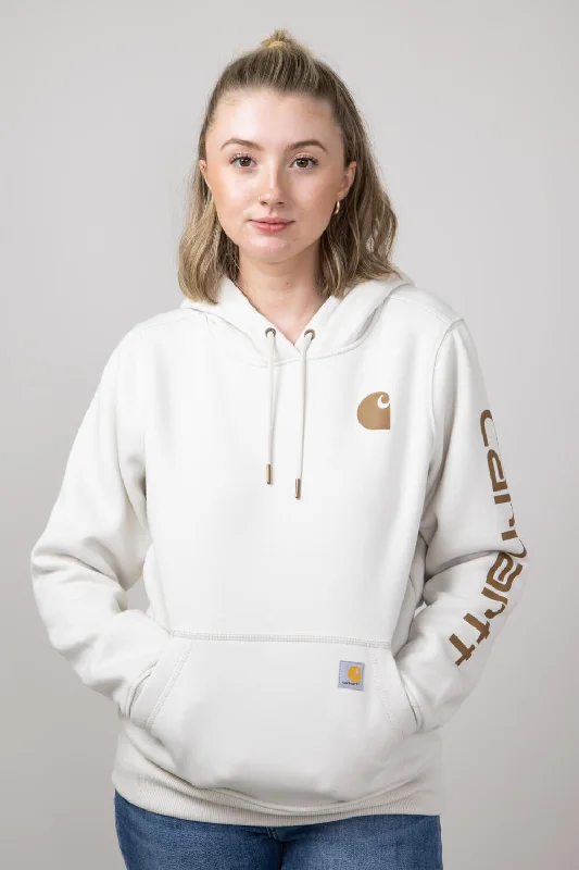 Carhartt Logo Sleeve Midweight Hoodie for Women in White | 102791-W24