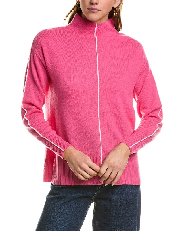 InCashmere Tipped Mock Neck Cashmere Sweater