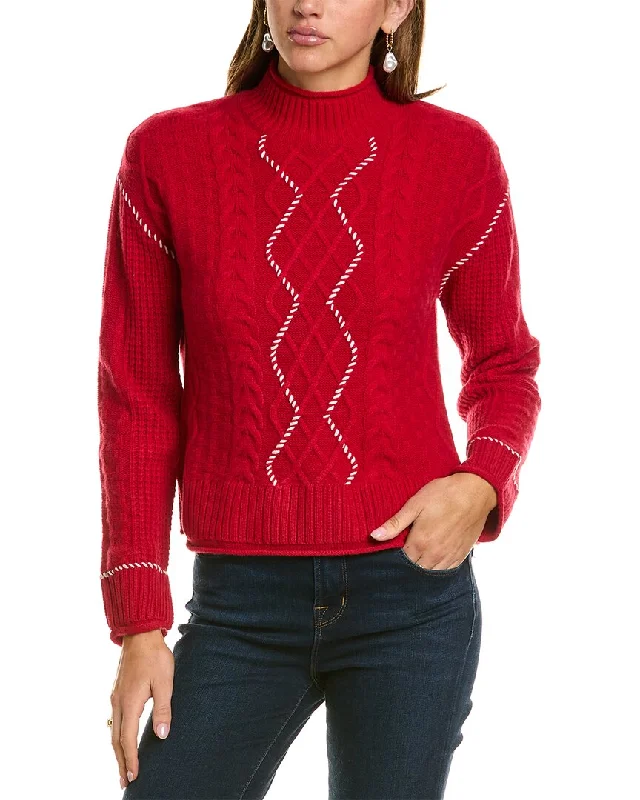 Hannah Rose Whipstitch Cable Wool & Cashmere-Blend Pullover