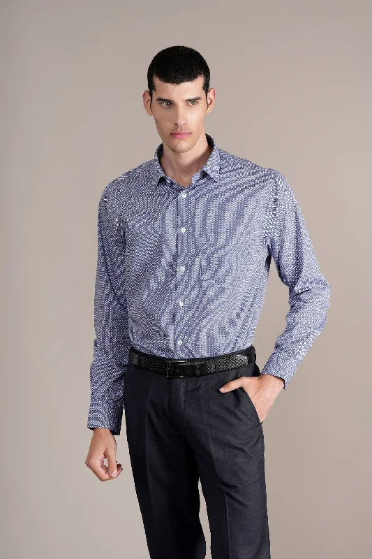 Men's Sky Blue Self Design Full Sleeves Formal Shirt