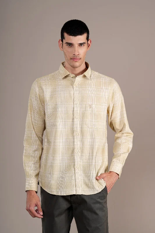 Men's Yellow Check Full Sleeves Casual Shirt