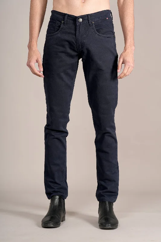 Men's Ultra Narrow Fit Solid Navy Jeans