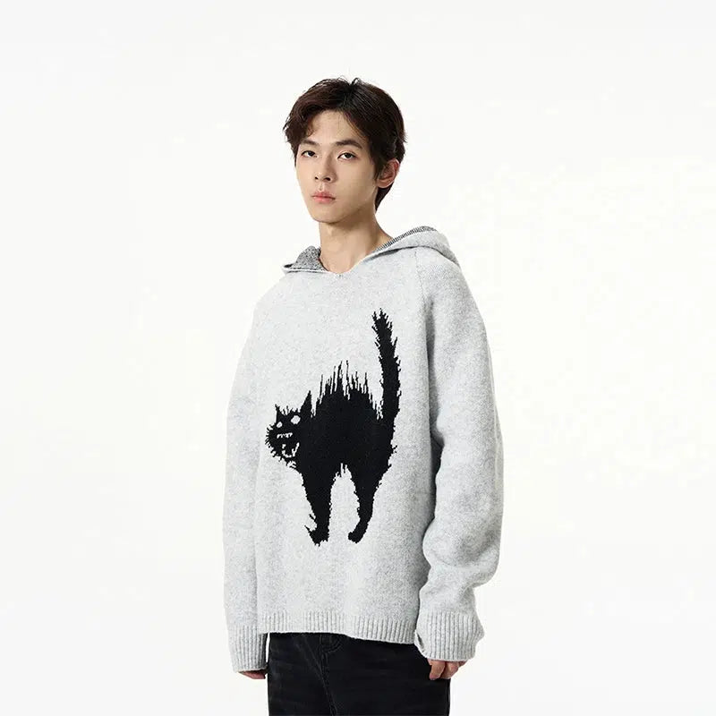 Cat Graphic Hooded Sweater