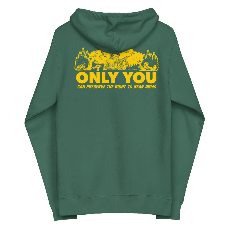 Only You Can Preserve the Right To Bear Arms Retro Smokey Fleece Zip Up Hoodie