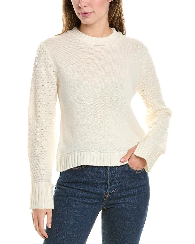 Hannah Rose Raised Diamond Sleeve Wool & Cashmere-Blend Sweater