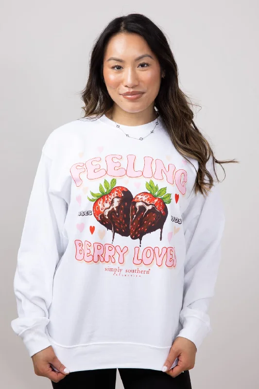 Simply Southern Berry Loved Sweatshirt for Women in White | CREW-BERRY-WHITE