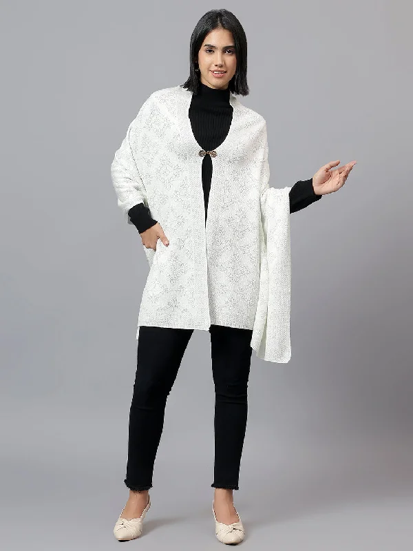 Women's Casual Ivory Jacquard Stole