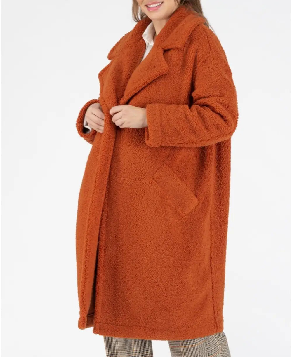 Long maternity coat Léonie copper