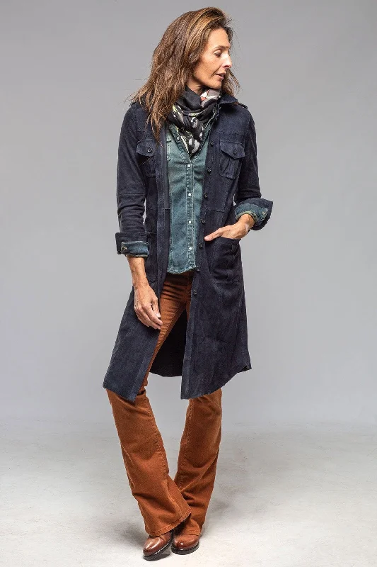 Savannah Long Leather Tunic In Navy