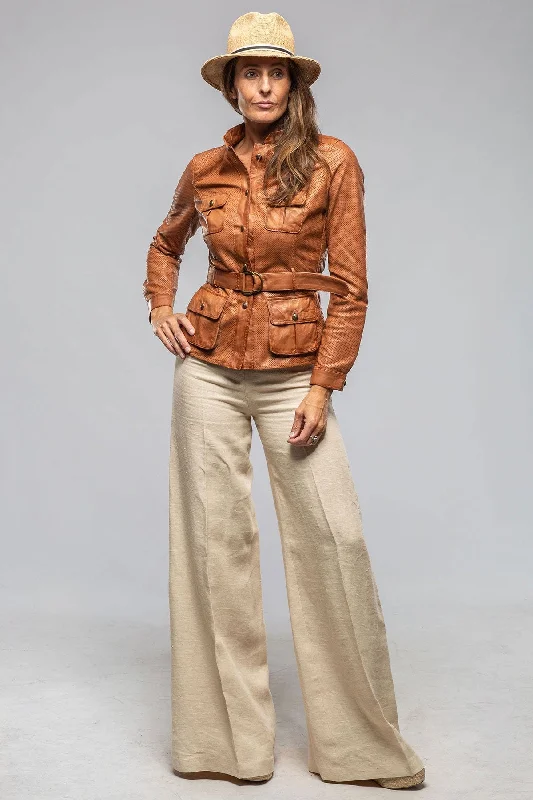 Ventura Perforated Leather Jacket in Cognac