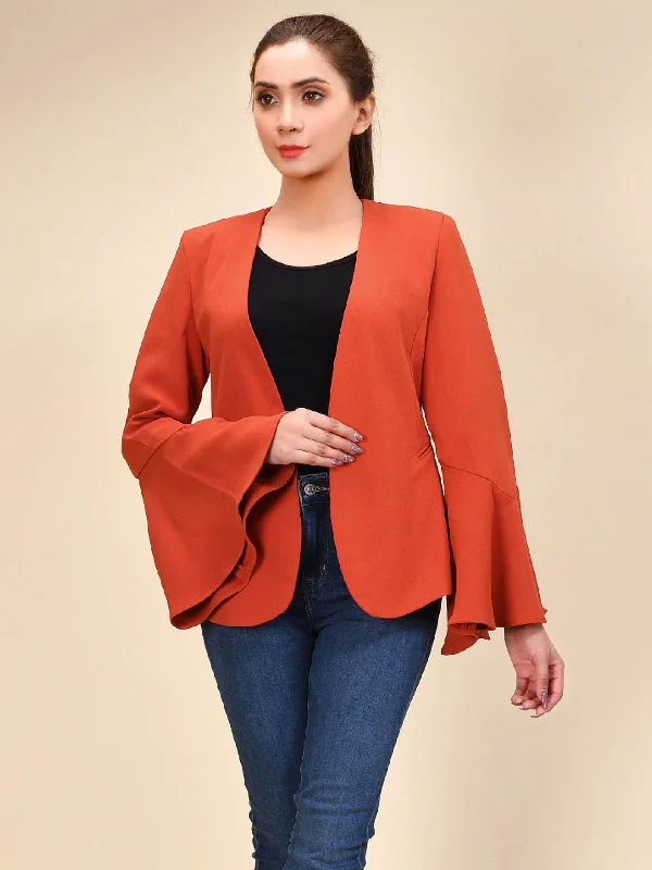 Flared Sleeved Coat - Orange