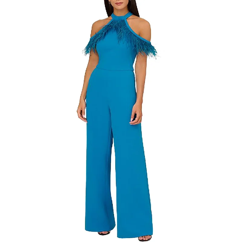 Adrianna Papell Womens Crepe Wide Leg Jumpsuit