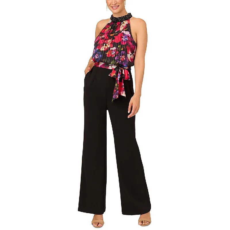 Adrianna Papell Womens Wide Leg Embellished Jumpsuit