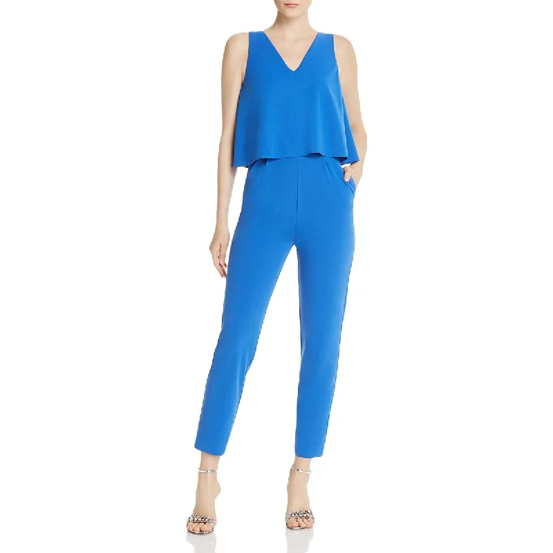 Aqua Womens Cora Popover Straight Leg Jumpsuit