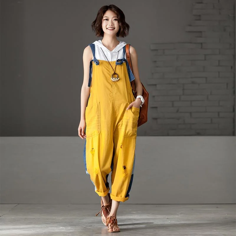 Women Summer Pockets Fashion embroidered Jumpsuits