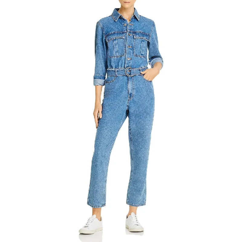 Bardot Womens Collared Cuffed Jumpsuit