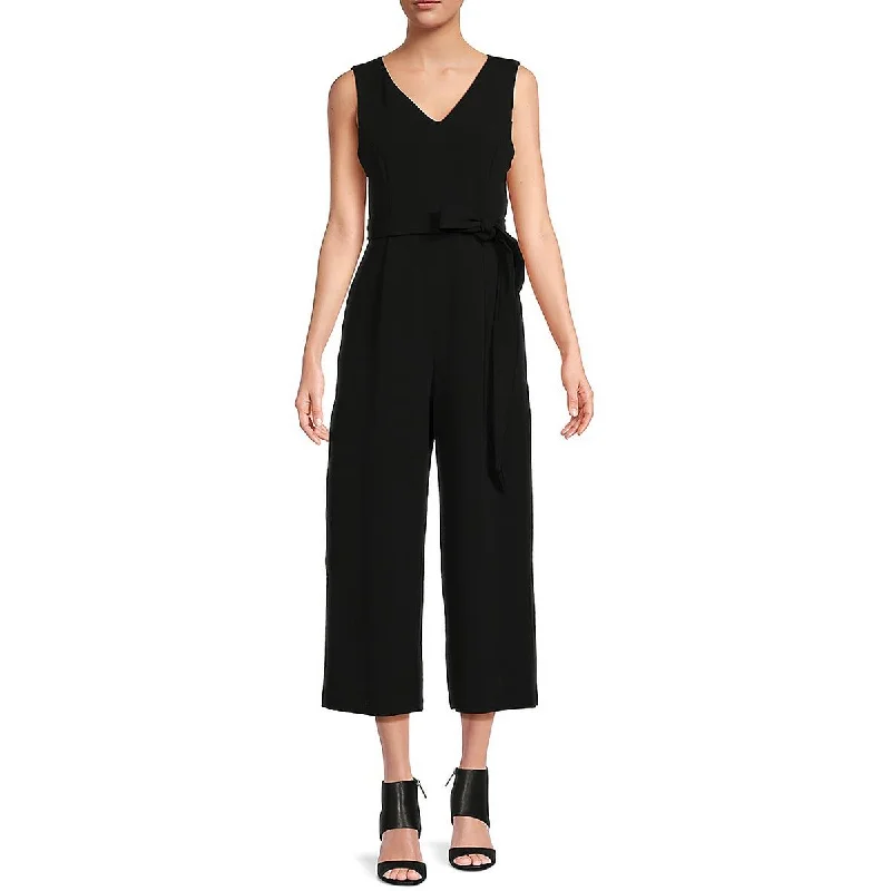 Calvin Klein Womens Belted Cropped Jumpsuit