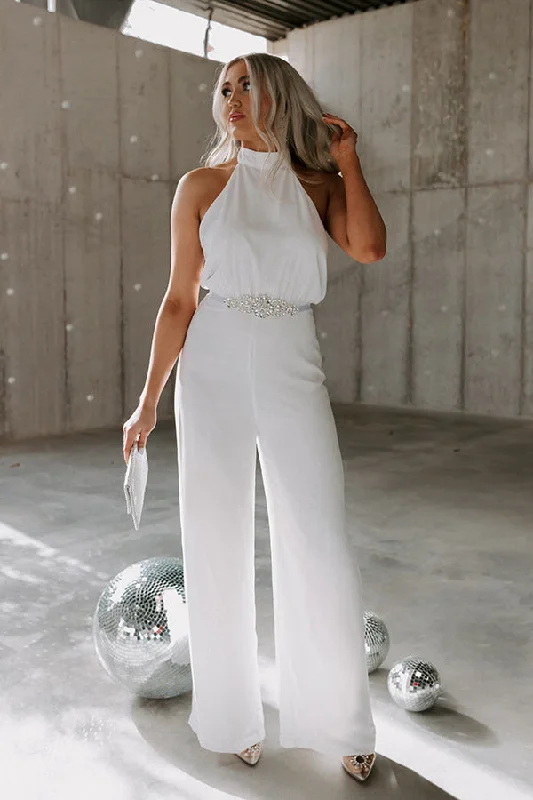 Champagne On The Plane Halter Jumpsuit