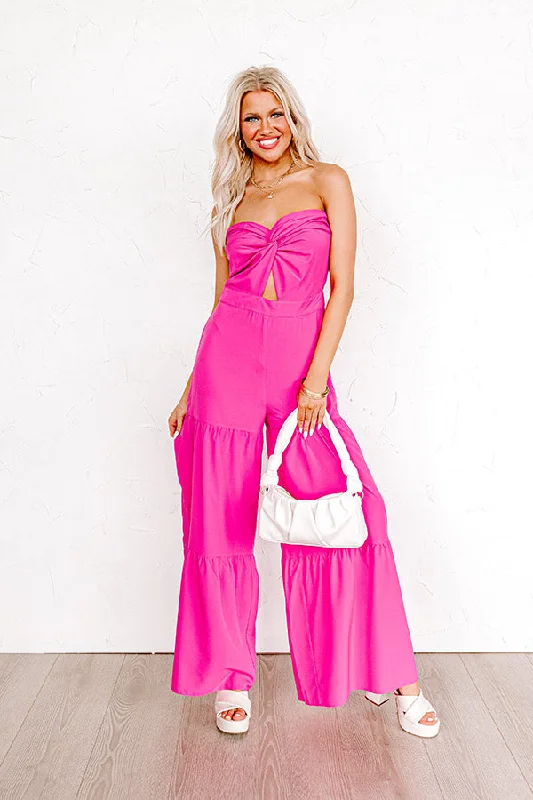 Cityscape Splendor Jumpsuit In Hot Pink