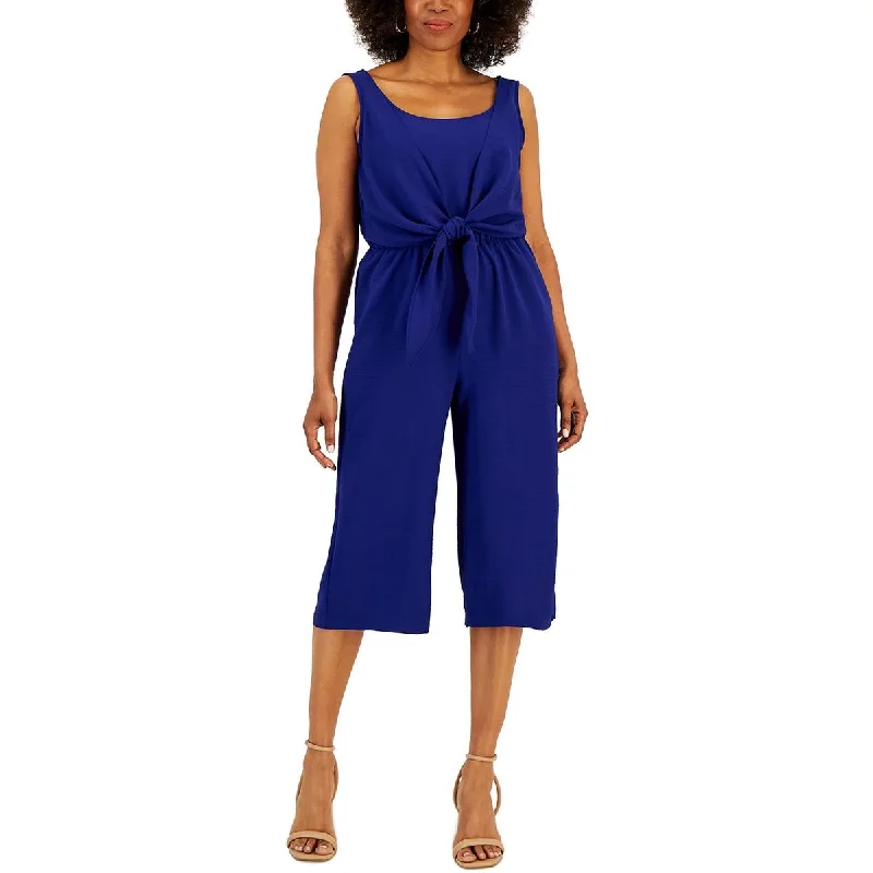 Connected Apparel Womens Petites Crop  Jumpsuit