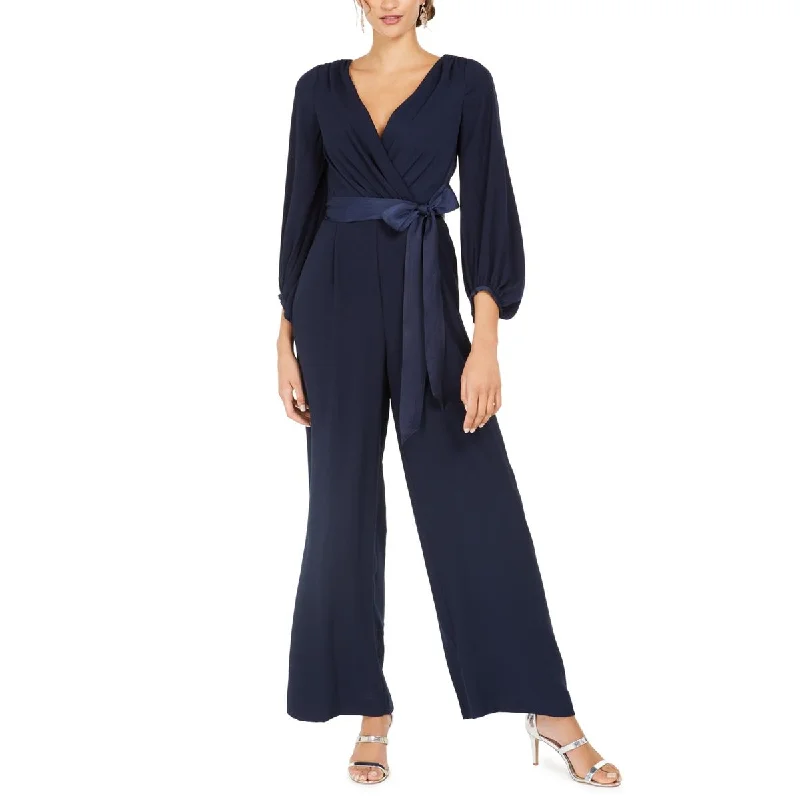 Eliza J Womens Wide Leg Faux Wrap Jumpsuit