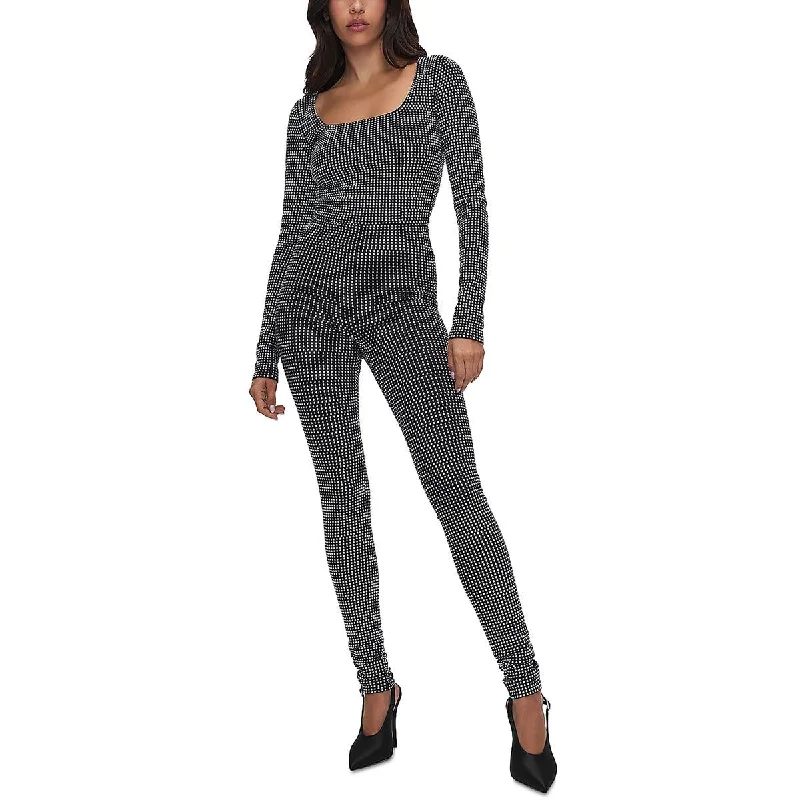 Good American Womens Embellished Scoop Neck Jumpsuit