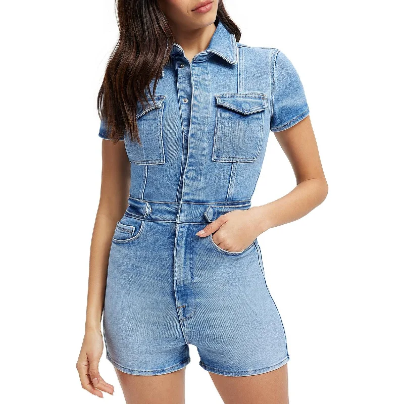 Good American Womens Juniors Mini Short Sleeve Romper