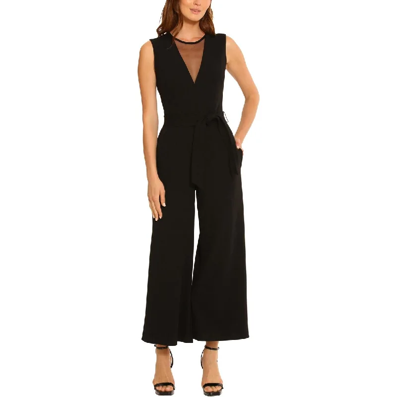 Maggy London Womens Belted V-Neck Jumpsuit