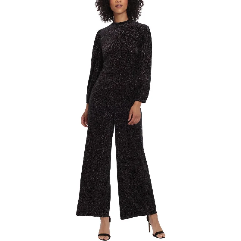 Maggy London Womens Glitter Party Velvet Jumpsuit